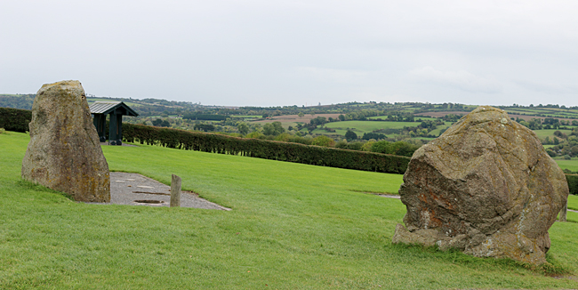Two of the stones which surround Newgrange. Photograph ©2014 by Brian Cohen.