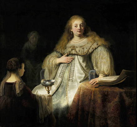 Judith at the Banquet of Holofernes is a masterpiece painted by Rembrandt Harmenszoon van Rijn. Yup — that Rembrandt. Image courtesy of the the Museo Nacional del Prado.