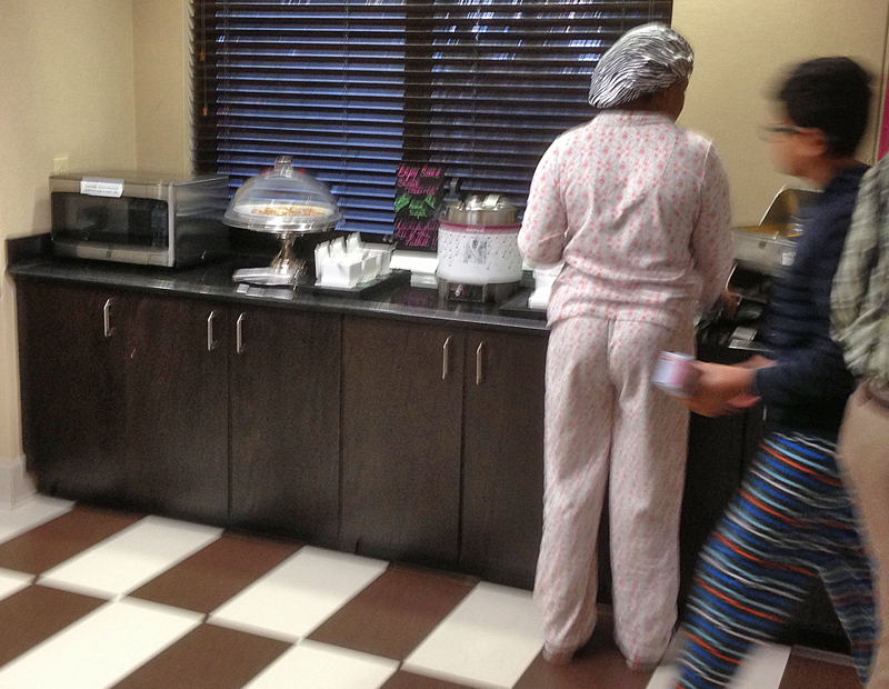 woman pajamas shower cap