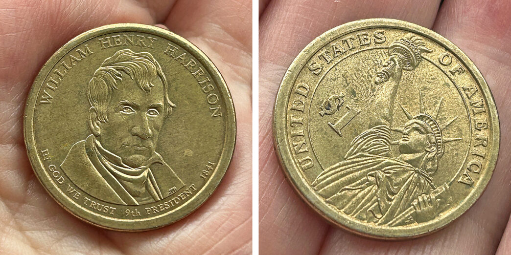 a close up of a coin