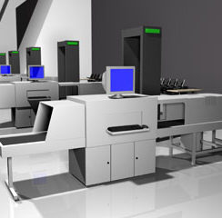 a computer scanner machine in a room