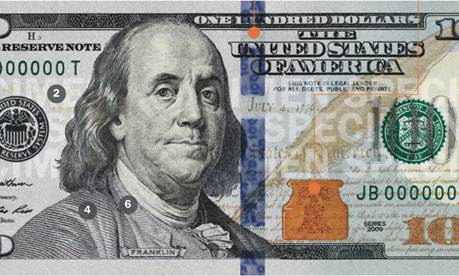 close-up of a hundred dollar bill