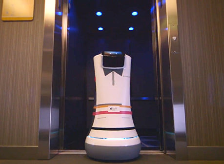a robot in an elevator
