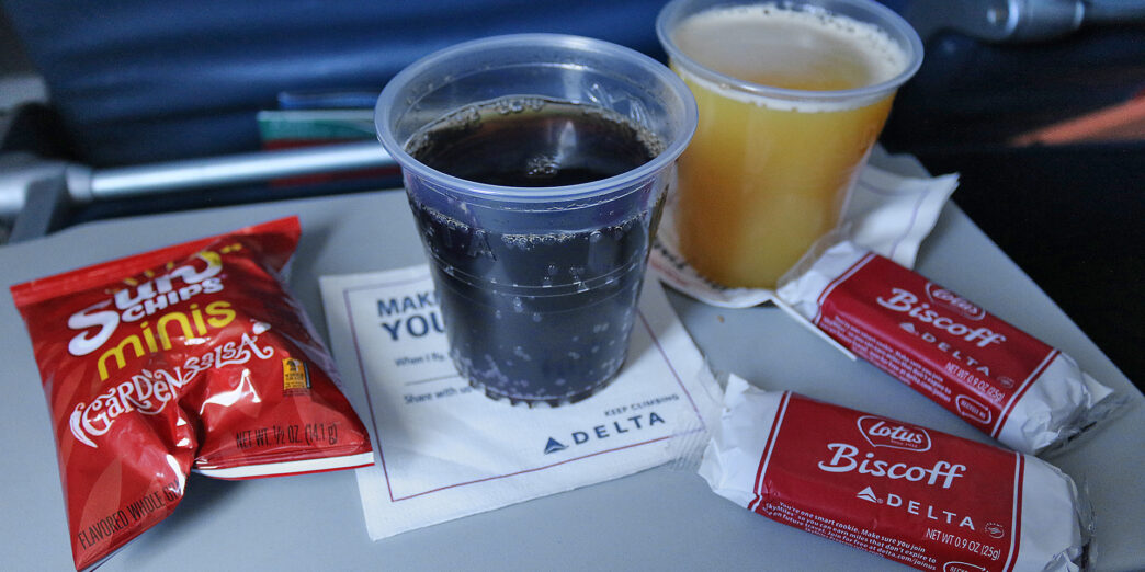 a drink and a beverage on a table