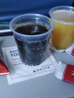 a drink and a beverage on a table
