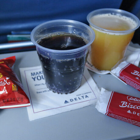 a drink and a beverage on a table