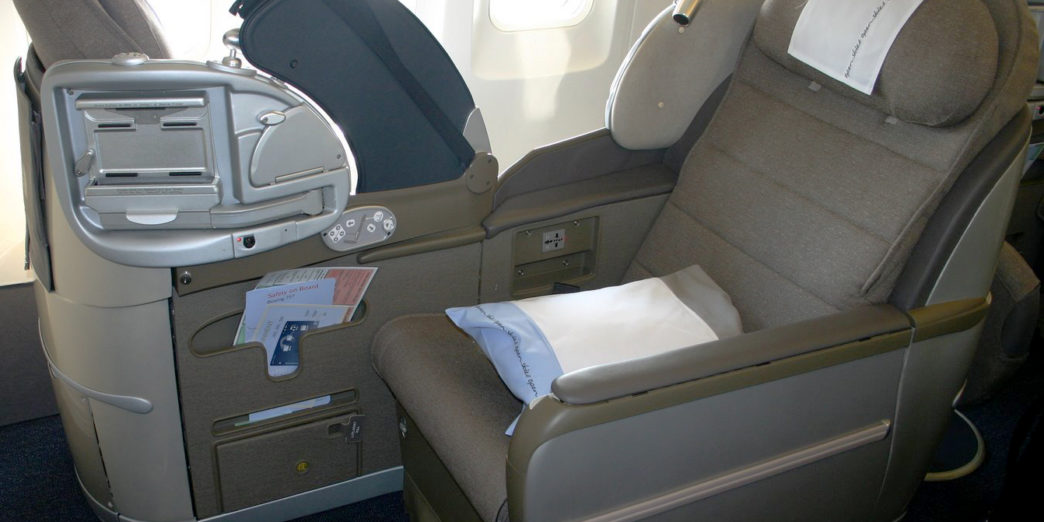 a seat in an airplane