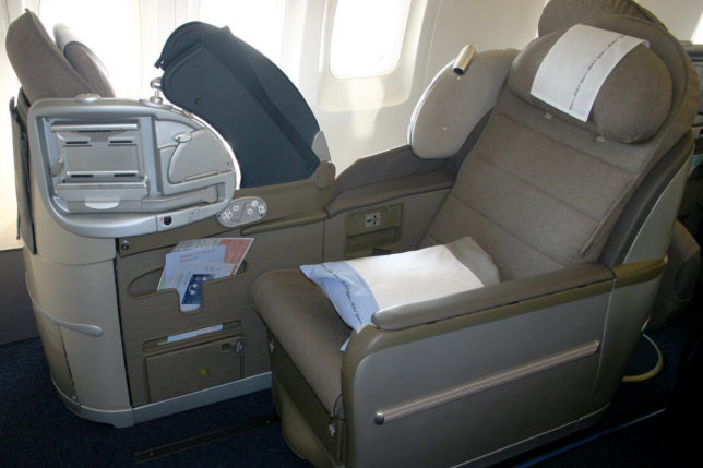 a seat in an airplane