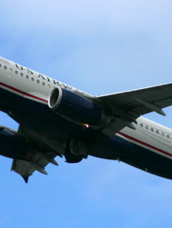 a plane flying in the sky