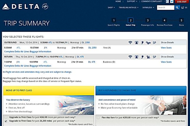 a screenshot of a flight information