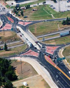 an aerial view of a roundabout