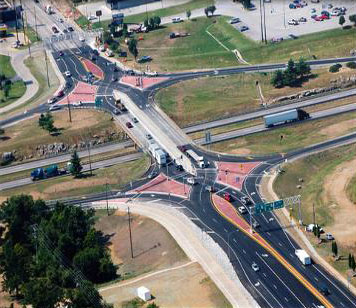 an aerial view of a roundabout
