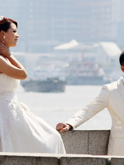 Shanghai China Bund bride groom