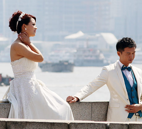 Shanghai China Bund bride groom