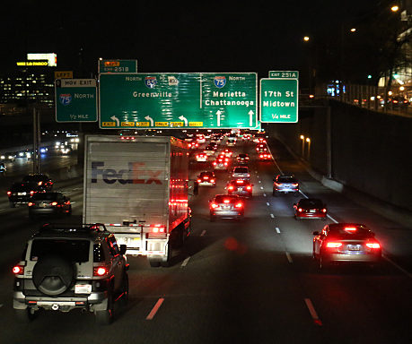Interstate 75 85 highway night Atlanta