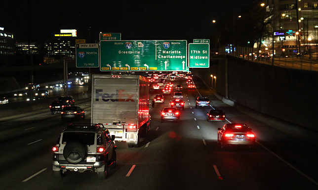 Interstate 75 85 highway night Atlanta