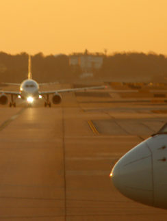 Airplanes on taxiway