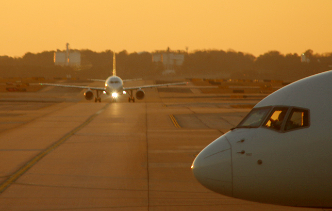 Airplanes on taxiway