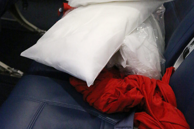 Lie flat row of economy class seats