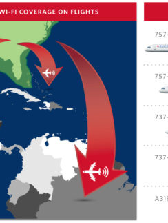 a poster with airplanes and map