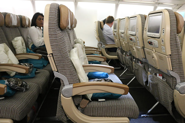 Etihad Airways economy class seats