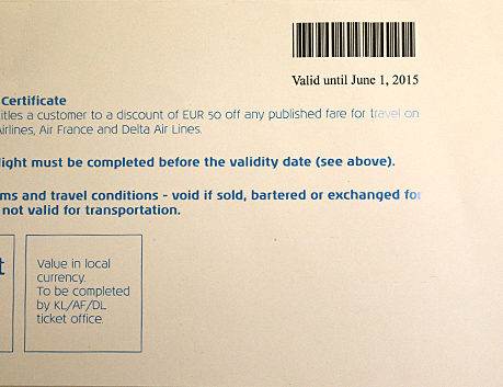 KLM Royal Dutch Airlines Voucher