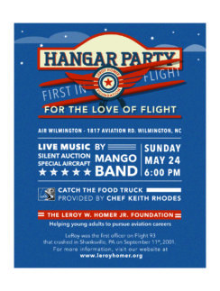 a blue and red poster