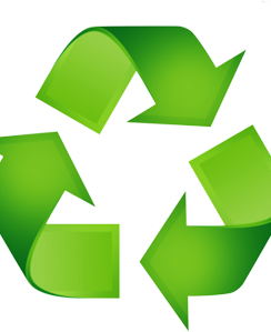 a green recycle symbol on a black background