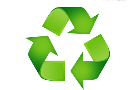 a green recycle symbol on a black background