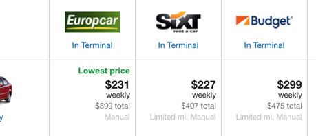 a screenshot of a car price list