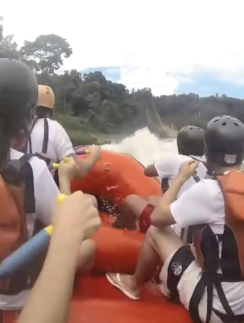 a group of people in a raft