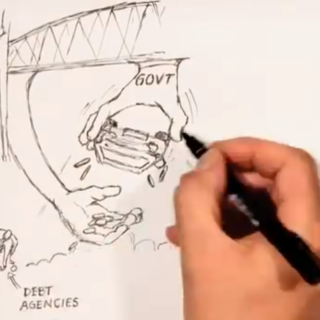 a hand drawing a sketch on a white board