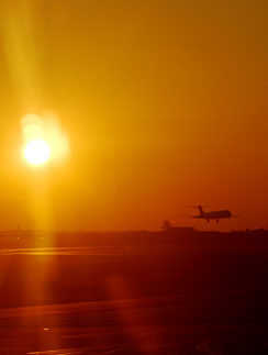 airplane sunset flight