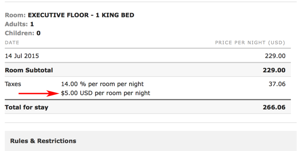 a screenshot of a hotel reservation