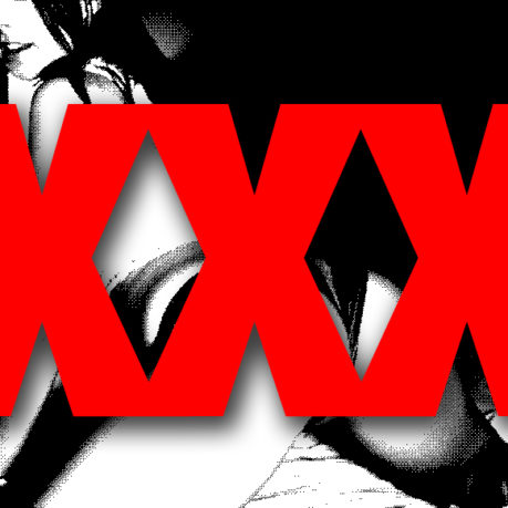 a red text over a black background