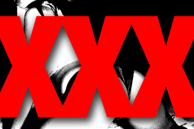 a red text over a black background