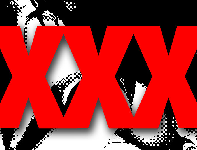 a red text over a black background