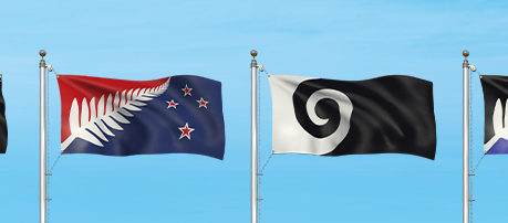 a flagpole with a black and white flag