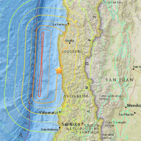 a map of a large body of water with a yellow star