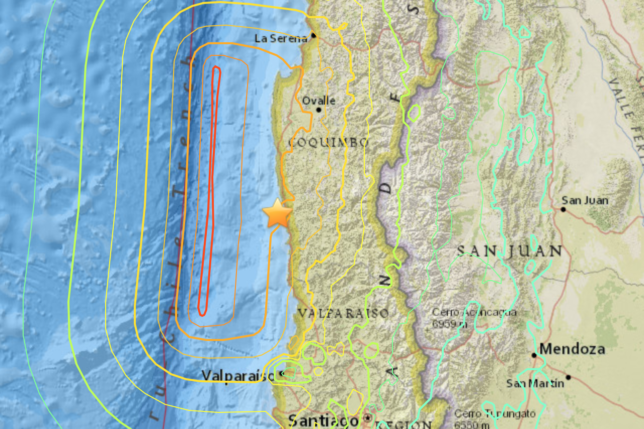 a map of a large body of water with a yellow star