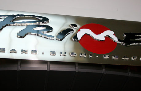a sign with a logo