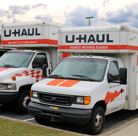 U-Haul trucks moving