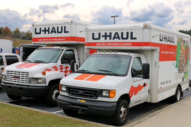 U-Haul trucks moving