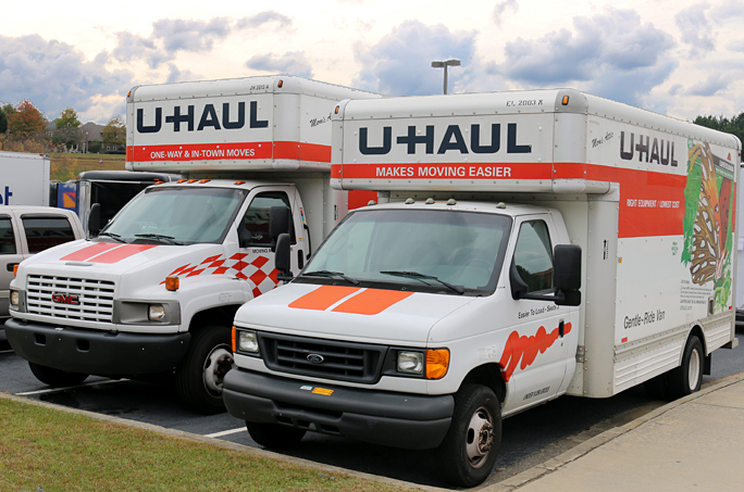 U-Haul trucks moving
