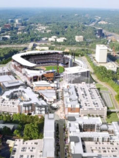 an aerial view of a stadium