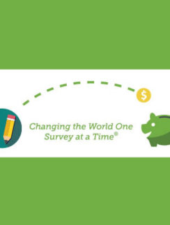 a green and white banner with a pencil and piggy bank