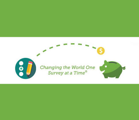 a green and white banner with a pencil and piggy bank