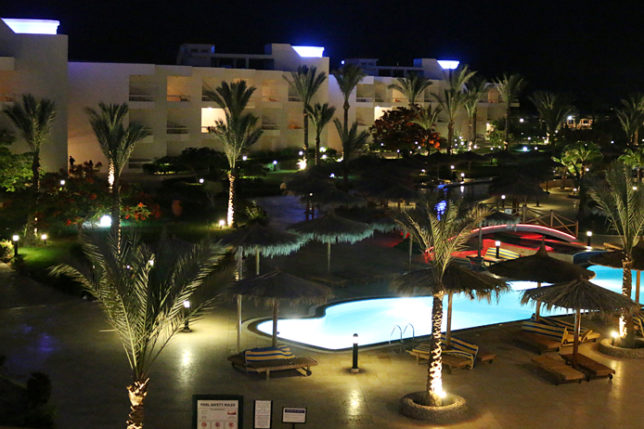 Hilton Hurghada Long Beach Resort pool night