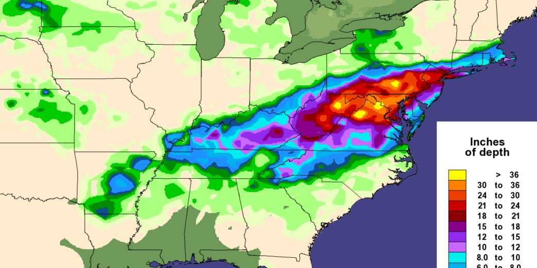 Blizzard of 2016 snowfall totals