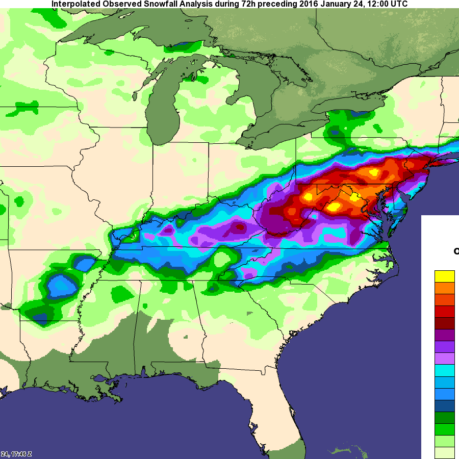 Blizzard of 2016 snowfall totals